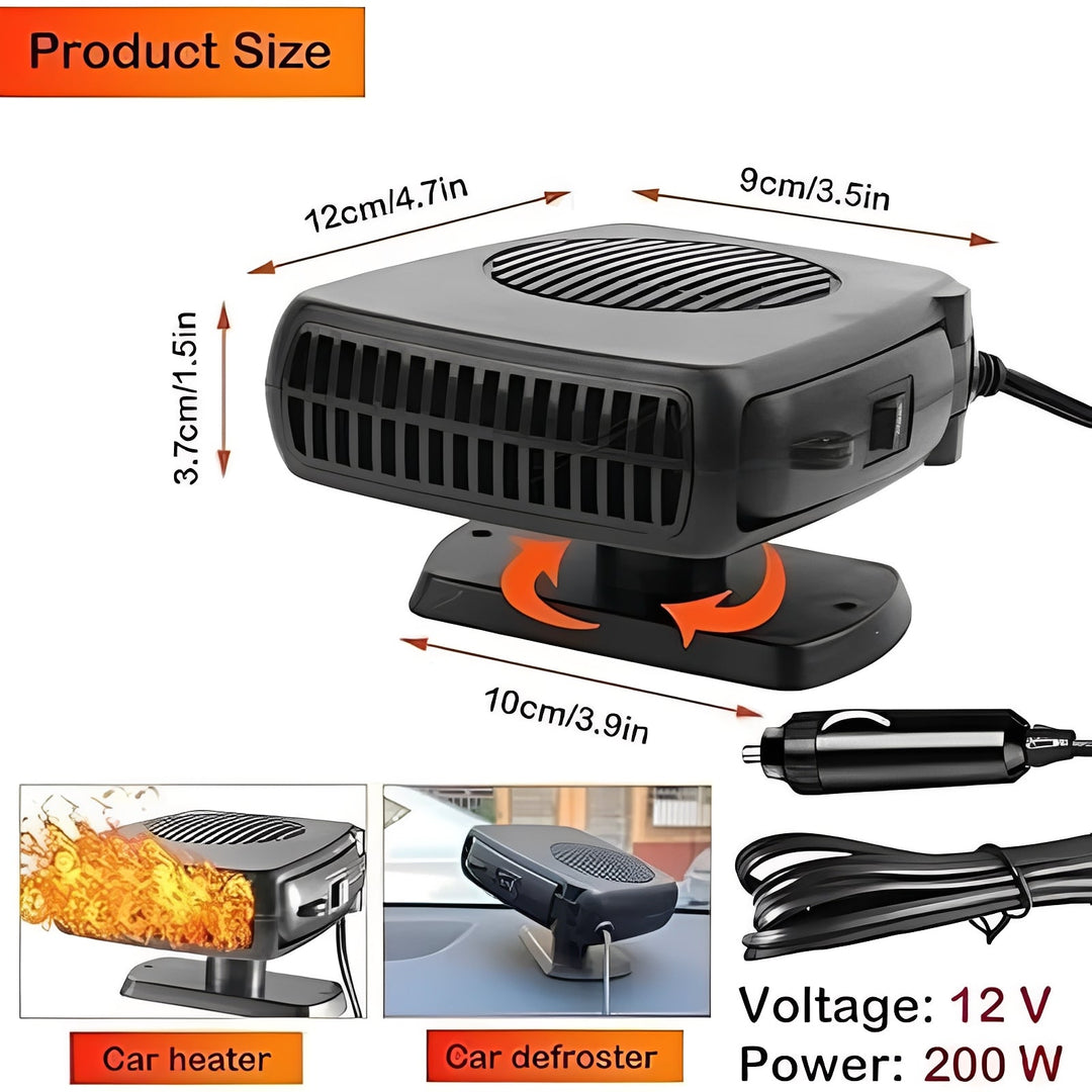 2 in 1 Portable Car Heater and Cooling Fan for Windshield Use