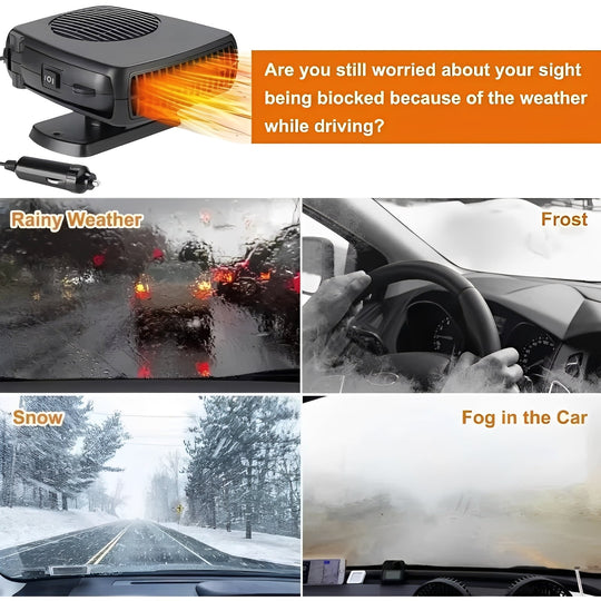 2 in 1 Portable Car Heater and Cooling Fan for Windshield Use