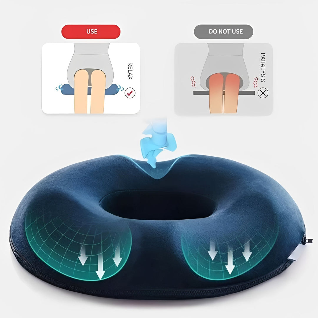Portable Memory Foam Donut-Shaped Seat Cushion