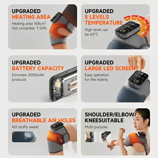 Heated Knee Massage Brace with Cordless Infrared Technology