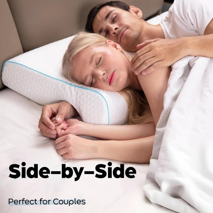 Memory Foam Couple Pillow with L Shaped Arm Channel Design
