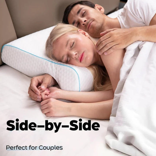 Memory Foam Couple Pillow with L Shaped Arm Channel Design