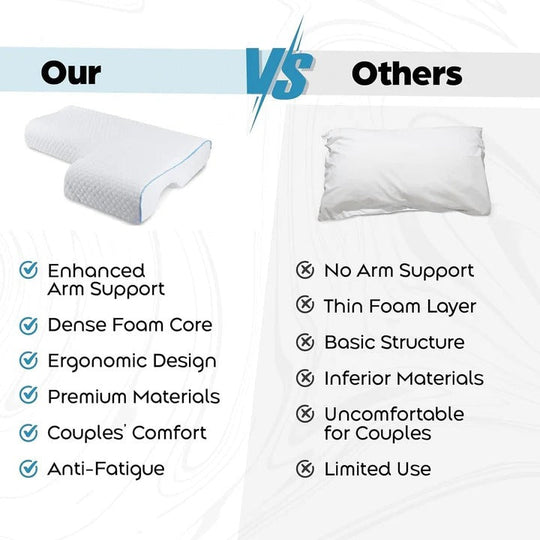 Memory Foam Couple Pillow with L Shaped Arm Channel Design