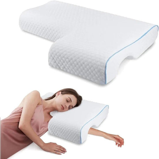 Memory Foam Couple Pillow with L Shaped Arm Channel Design