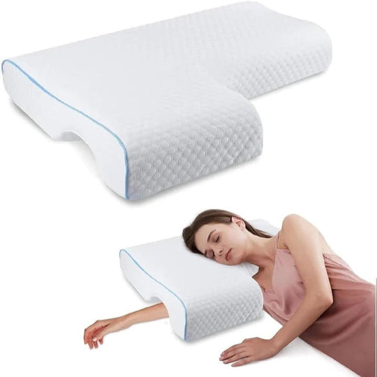 Memory Foam Couple Pillow with L Shaped Arm Channel Design