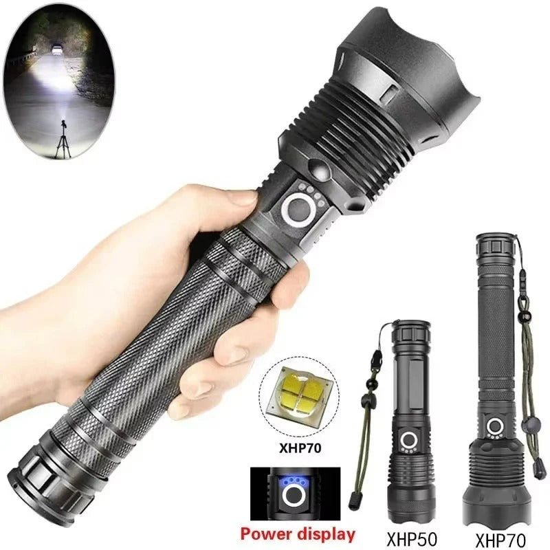 LED Flashlight with Adjustable Beam and USB Rechargeable Design