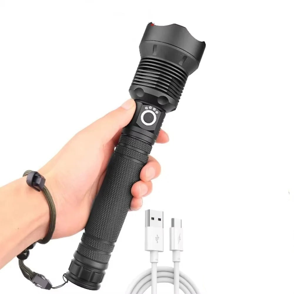 LED Flashlight with Adjustable Beam and USB Rechargeable Design