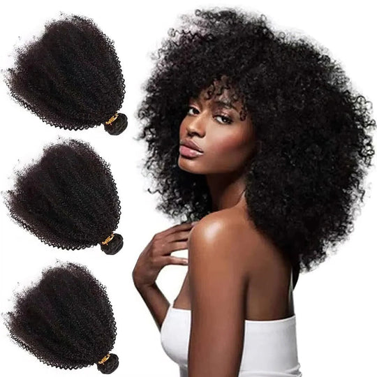 Brazilian Virgin Human Hair Bundles in Afro Kinky Curly Style