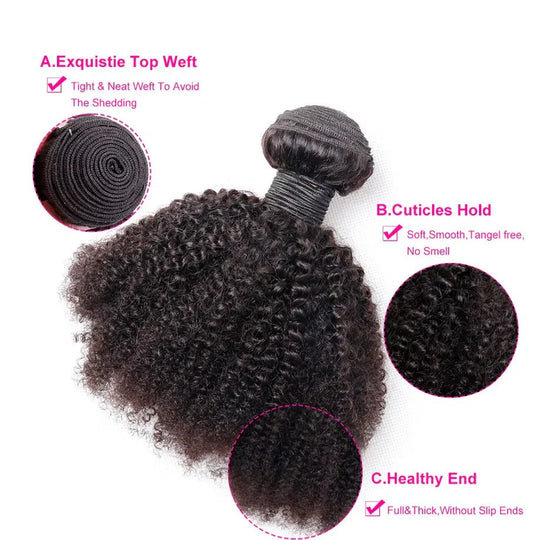 Brazilian Virgin Human Hair Bundles in Afro Kinky Curly Style