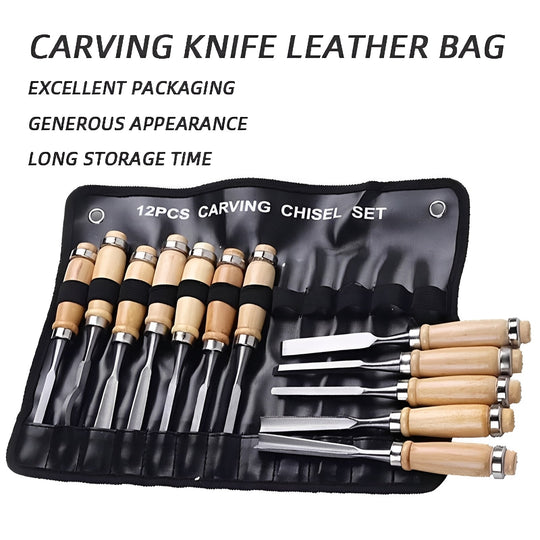 Wood Carving Tool Set with 12 Piece Assorted Knives and Chisels