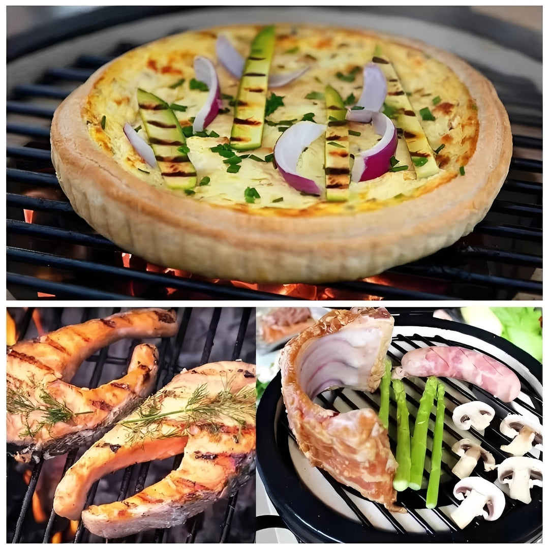 Portable Ceramic Charcoal Grill and 13 Inch Outdoor BBQ Stand