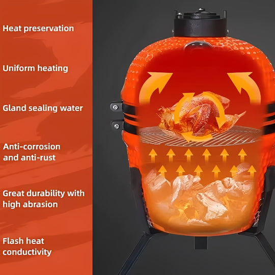 Portable Ceramic Charcoal Grill and 13 Inch Outdoor BBQ Stand