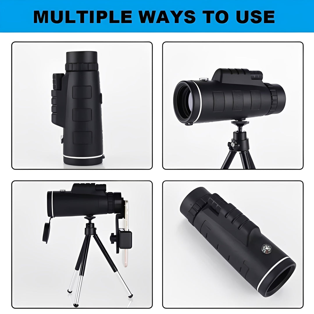 Portable 40x60 Monocular Telescope with Smartphone Adapter and Tripod