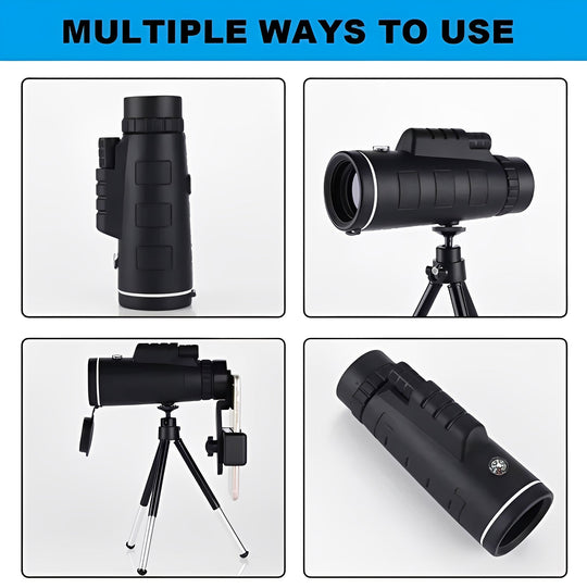 Portable 40x60 Monocular Telescope with Smartphone Adapter and Tripod