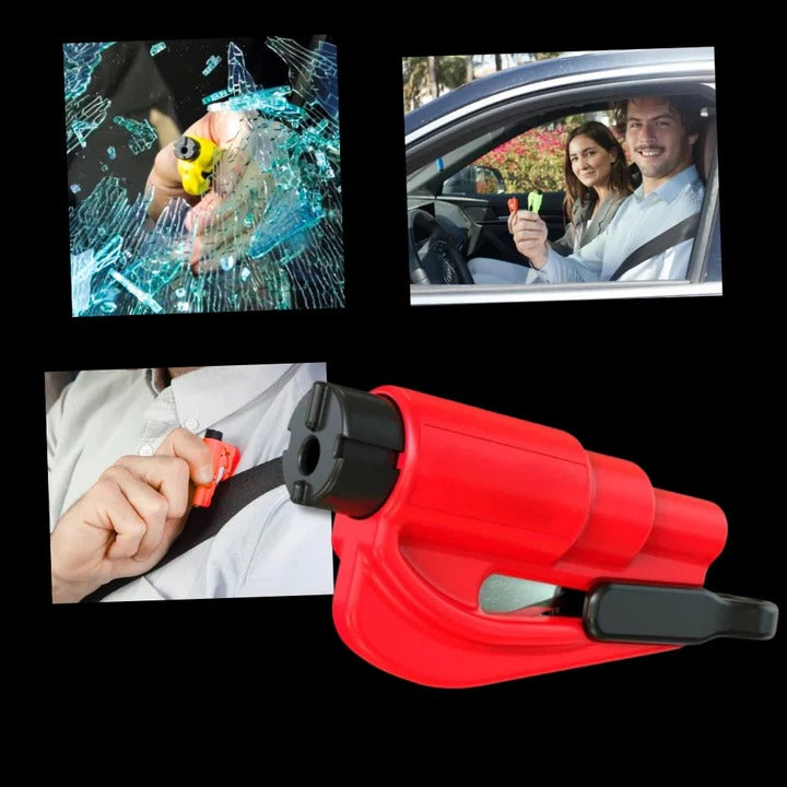 Portable 2 in 1 Car Safety Tool for Tempered Windows