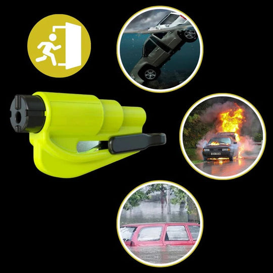 Portable 2 in 1 Car Safety Tool for Tempered Windows