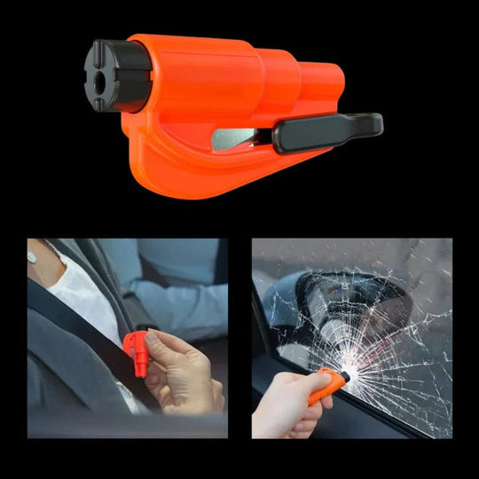Portable 2 in 1 Car Safety Tool for Tempered Windows