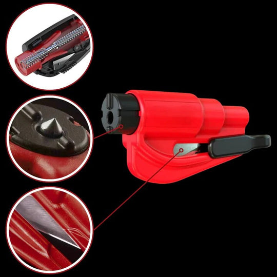 Portable 2 in 1 Car Safety Tool for Tempered Windows