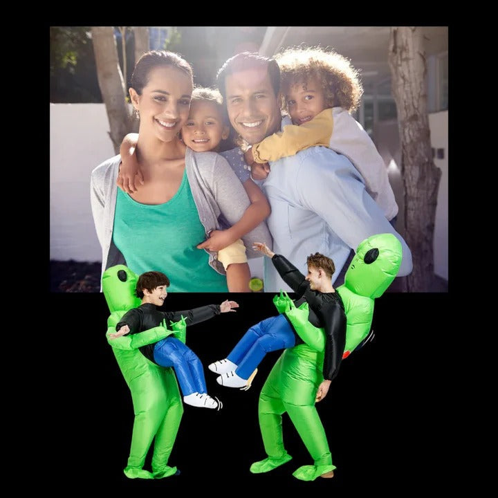 Kids Inflatable Alien Costume with Optical Illusion Design