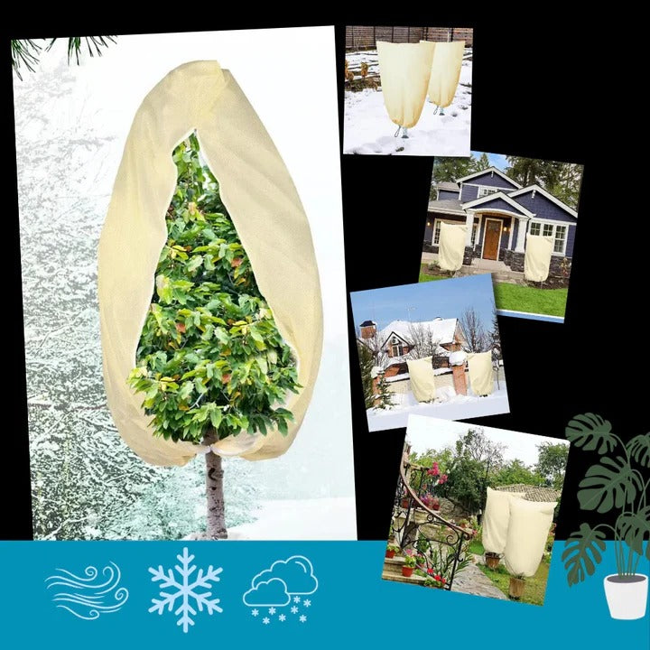 Winter Plant Cover with Zipper and Drawstring for Cold Weather Use