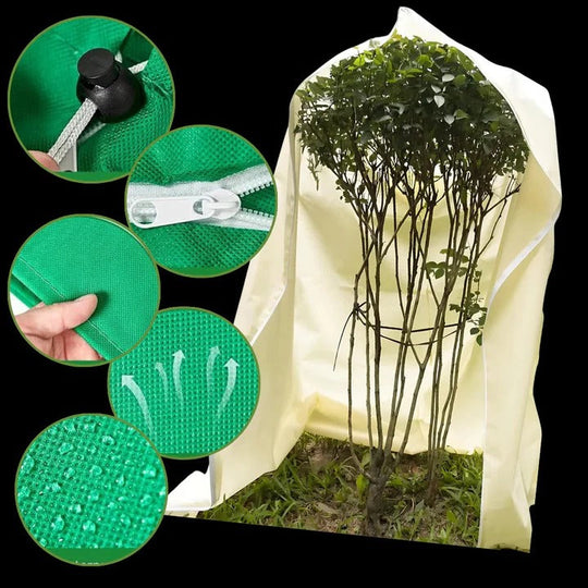 Winter Plant Cover with Zipper and Drawstring for Cold Weather Use