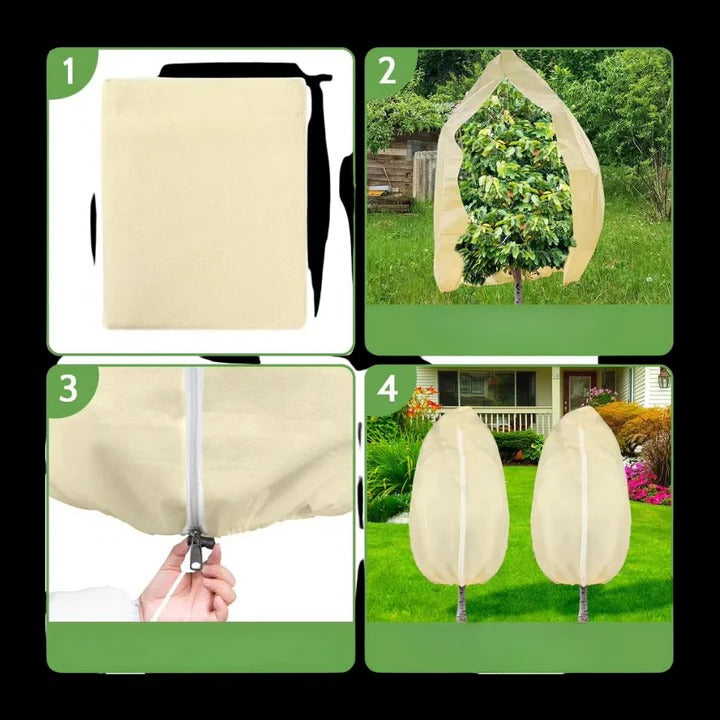 Winter Plant Cover with Zipper and Drawstring for Cold Weather Use