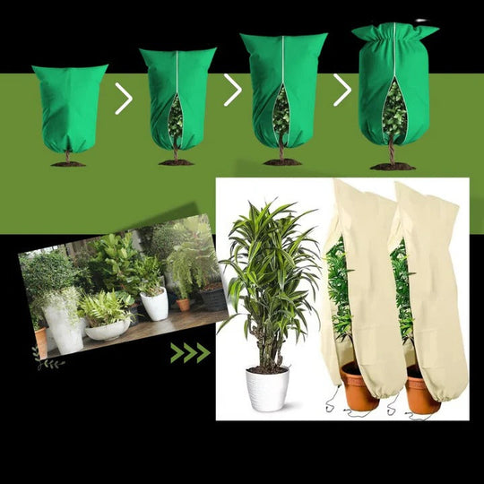 Winter Plant Cover with Zipper and Drawstring for Cold Weather Use
