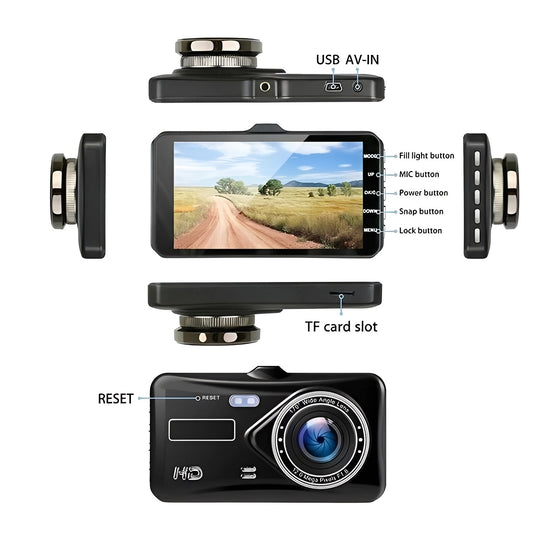 Front and Rear Vehicle Dash Camera with 1080P Recording