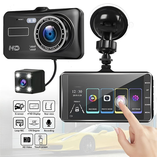 Front and Rear Vehicle Dash Camera with 1080P Recording