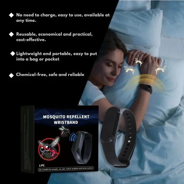 Wearable Ultrasonic Mosquito Deterrent Wristband with Clip-On Design