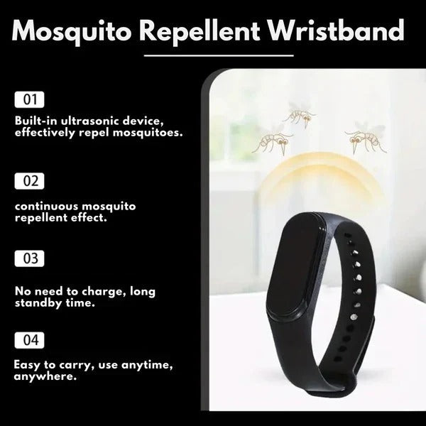 Wearable Ultrasonic Mosquito Deterrent Wristband with Clip-On Design