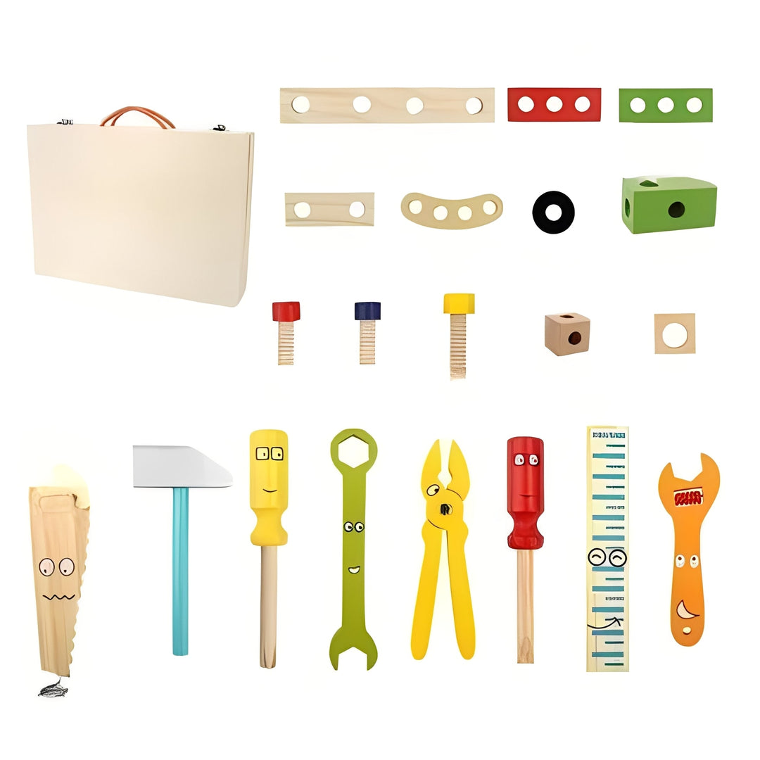 Kids Pretend Tool Set with Building Parts and Storage Box