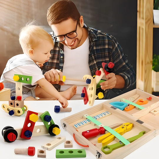 Kids Pretend Tool Set with Building Parts and Storage Box