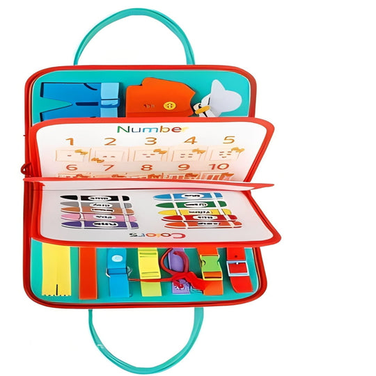 Kid's Activity Board with Textures and Movable Parts