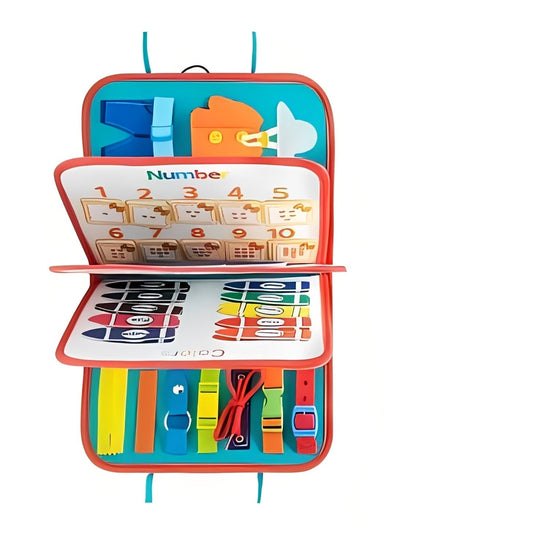 Kid's Activity Board with Textures and Movable Parts