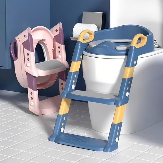 Foldable Toddler Potty Trainer with Integrated Step Ladder