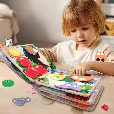 Kid's Portable Activity Book with Textures and Fasteners