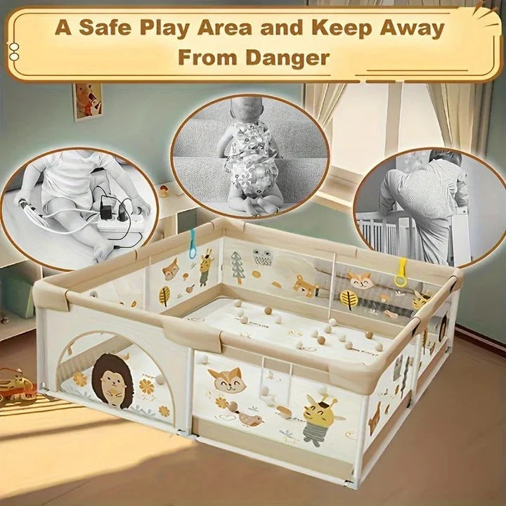 Portable Baby Playpen with Enclosed Design
