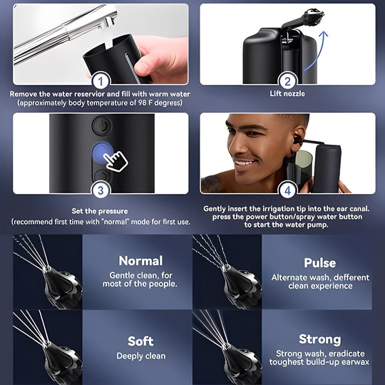 Water-Based and USB Rechargeable Ear Rinsing Device