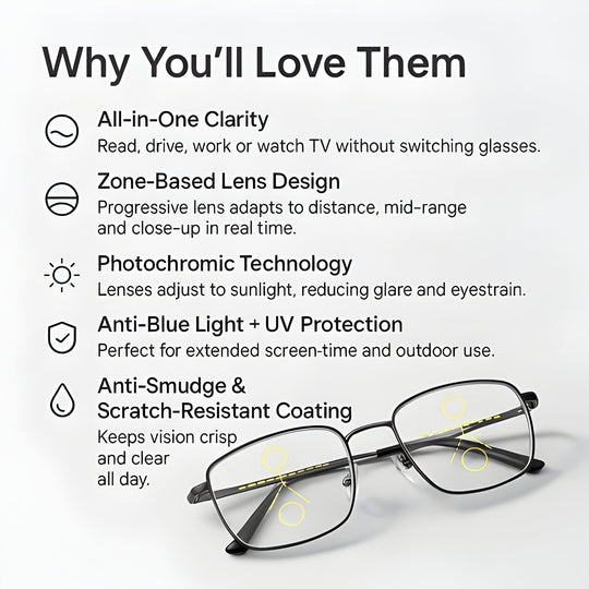 Progressive Glasses with Light Adaptive Lenses