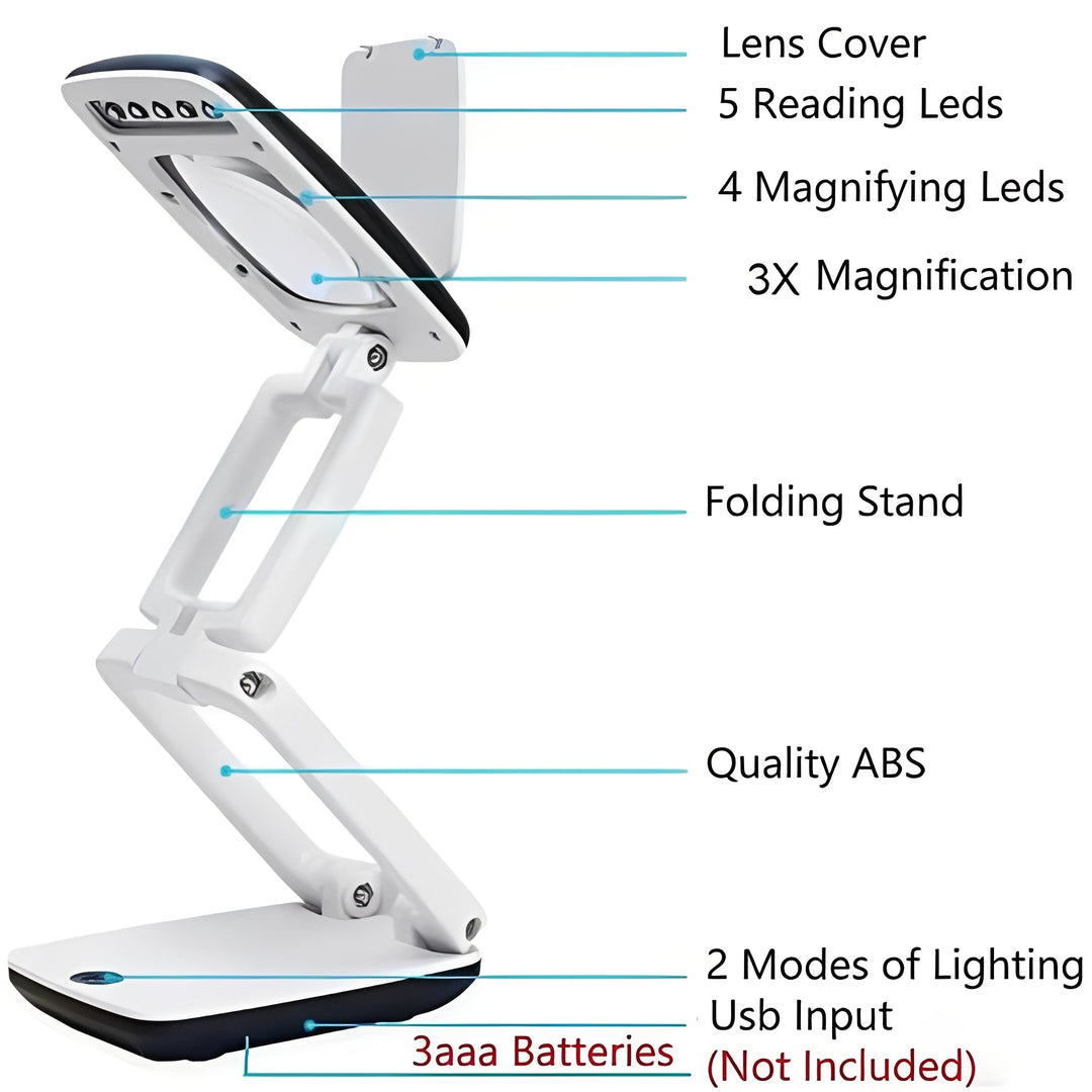 Adjustable Floor Magnifier with Large Viewing Lens and LEDs