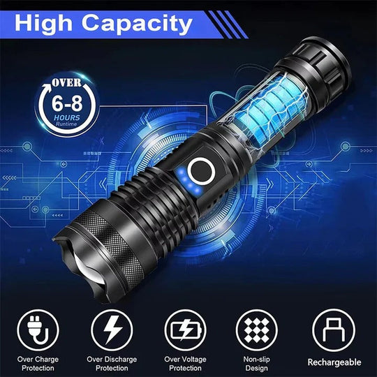 Rechargeable LED Flashlight with Adjustable Beam