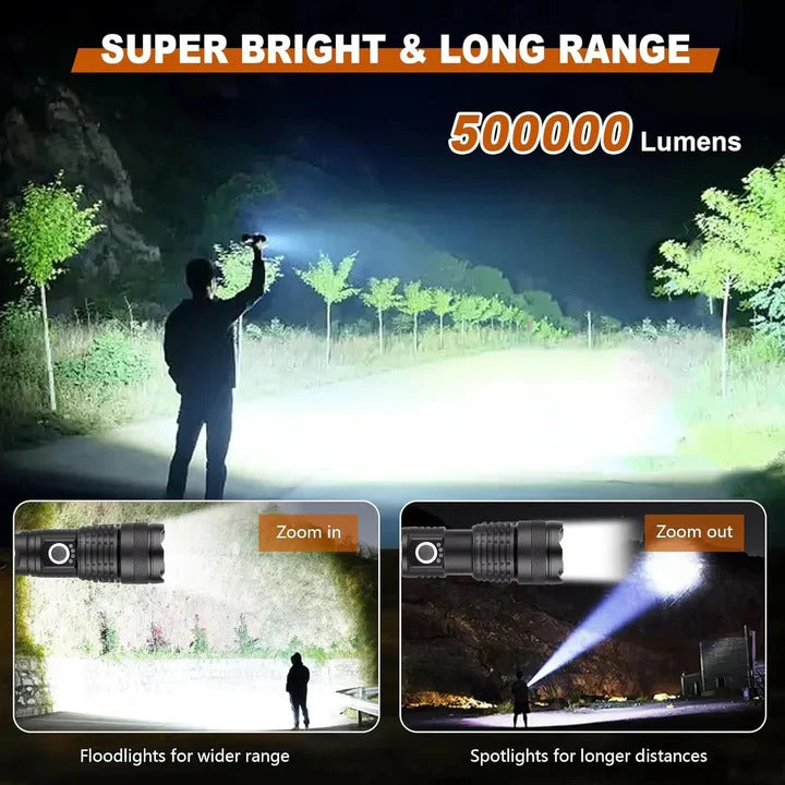 Rechargeable LED Flashlight with Adjustable Beam