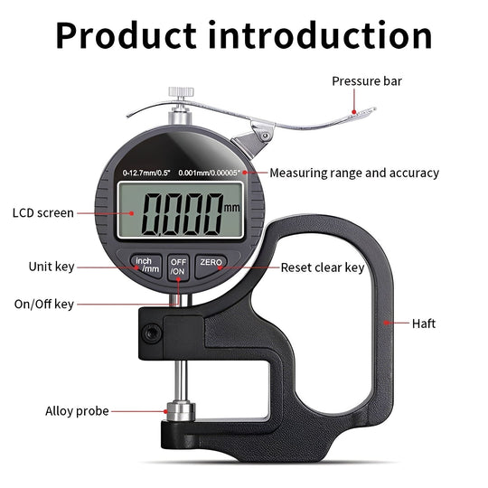 Handheld Digital Thickness Measuring Tool with Digital Display