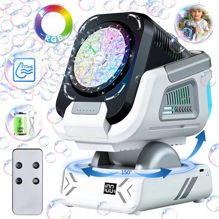 Bubble Blower with LED Lights and Rotating Base