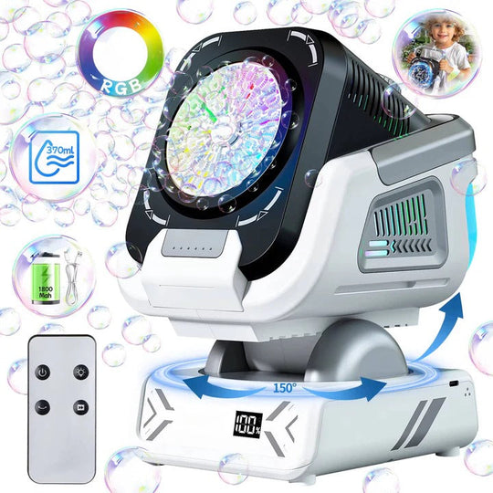 Bubble Blower with LED Lights and Rotating Base