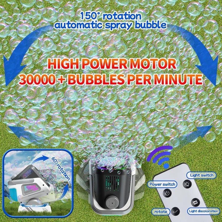 Bubble Blower with LED Lights and Rotating Base