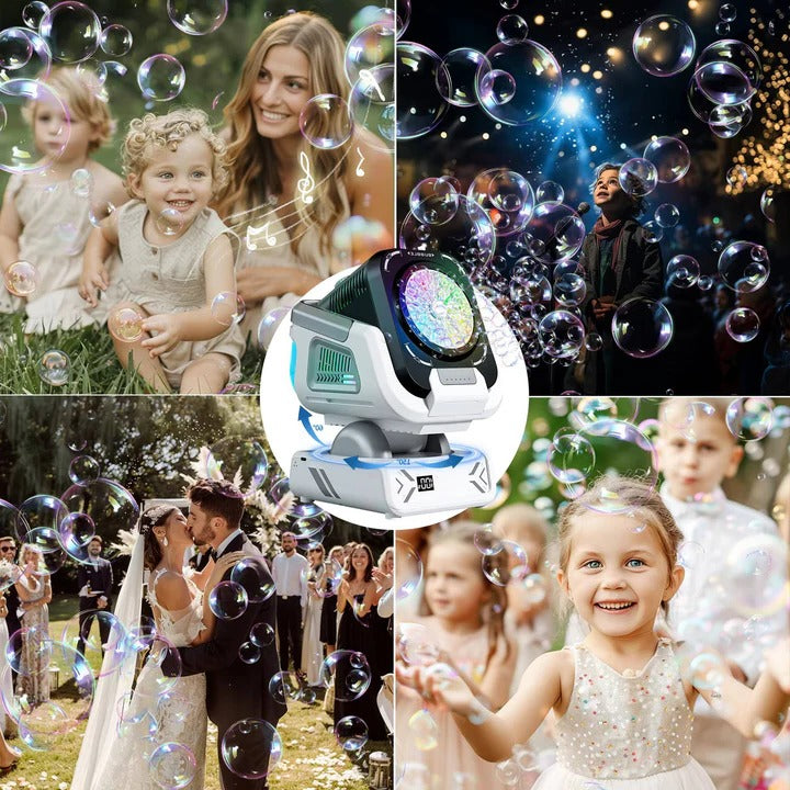 Bubble Blower with LED Lights and Rotating Base