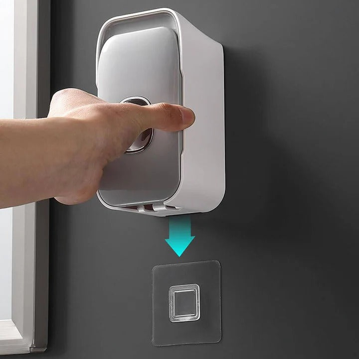 Wall Mounted Toothpaste Dispenser with Adhesive Installation