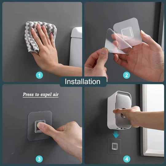 Wall Mounted Toothpaste Dispenser with Adhesive Installation
